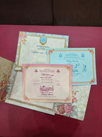 KLB526 Floral Design Semi Box Paper Wedding Card - Kalash Cards