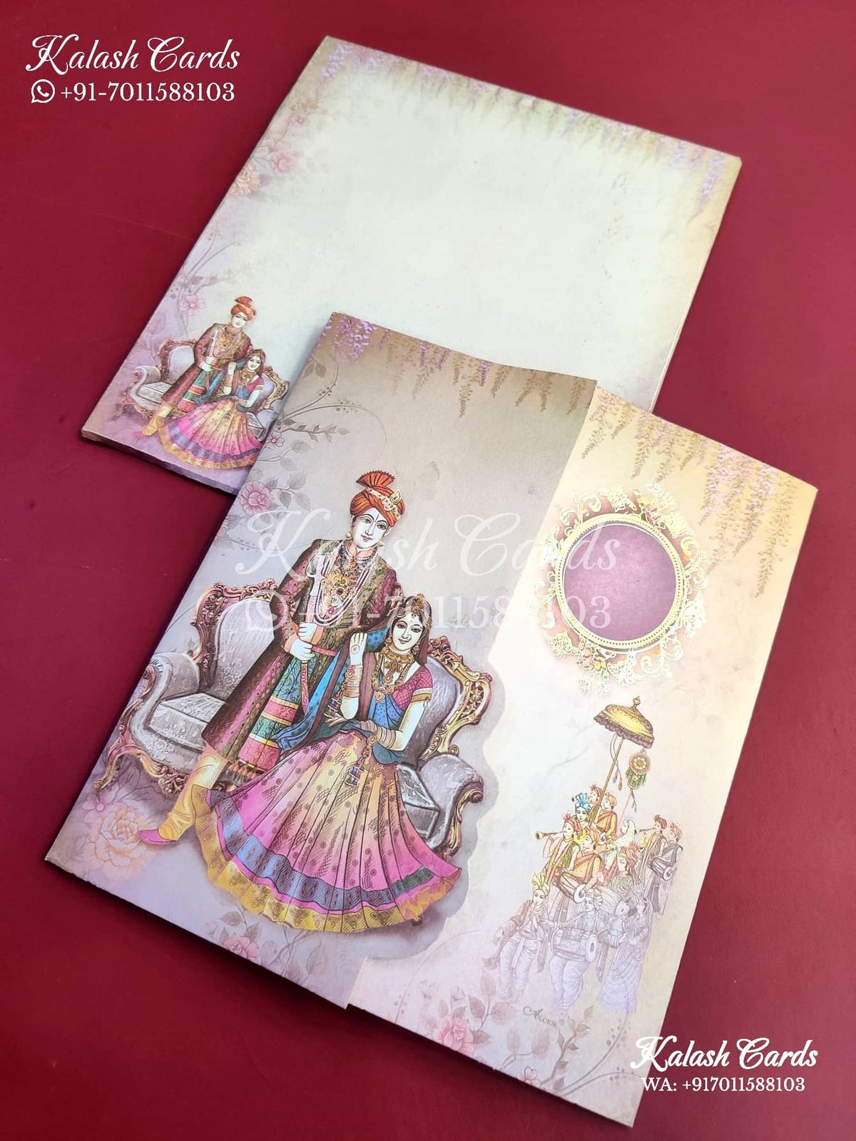 KLB541 Raja Rani Theme Wedding Card (2 Page)-Kalash Cards