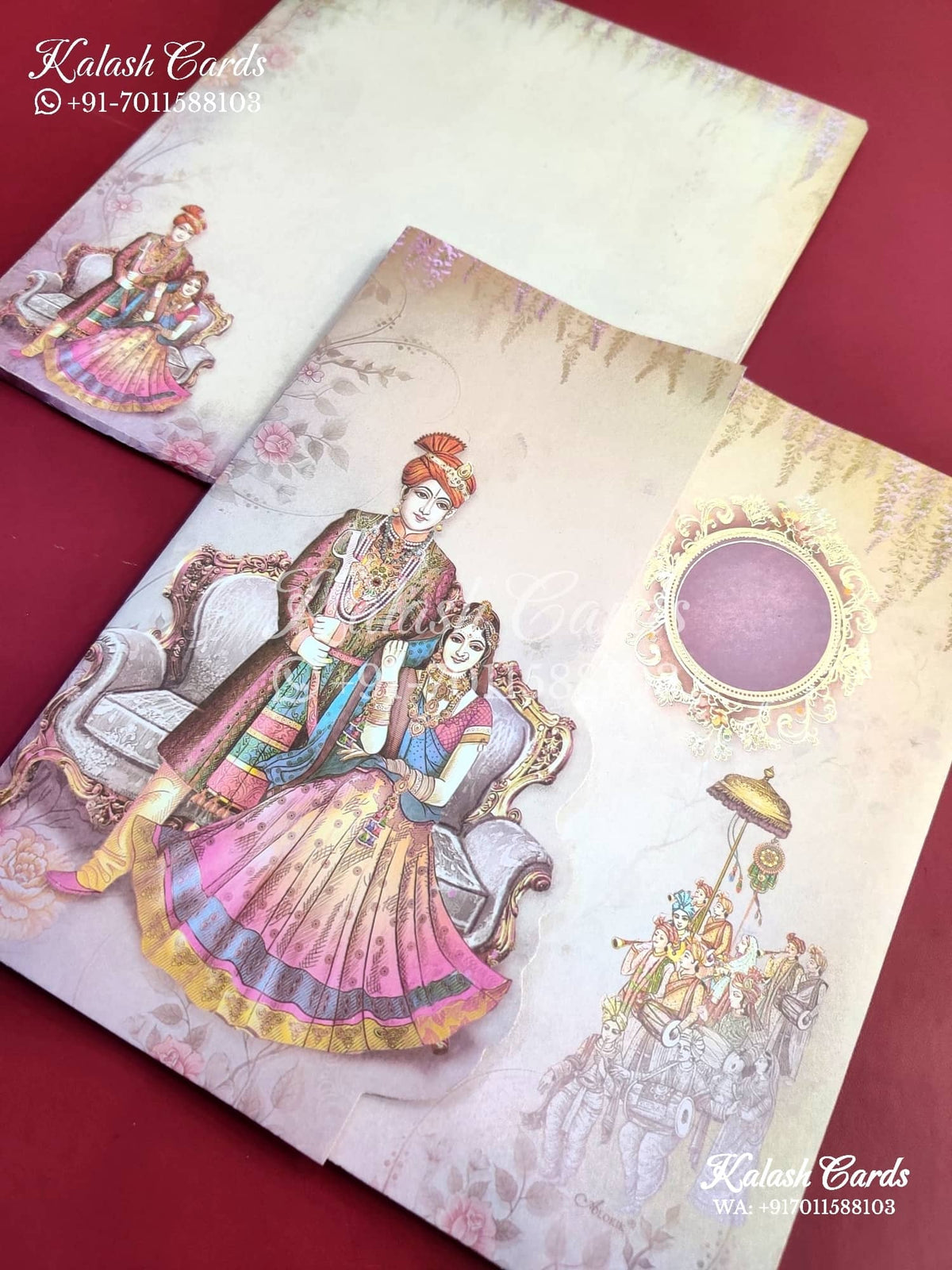 KLB541 Raja Rani Theme Wedding Card (2 Page)-Kalash Cards