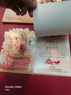 KLB542 Traditional Raja Rani Theme Paper Wedding Card (2 Page & 1 Transparent PVC)-Kalash Cards