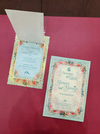 KLB546 Floral Design Semi Box Paper Wedding Card - Kalash Cards