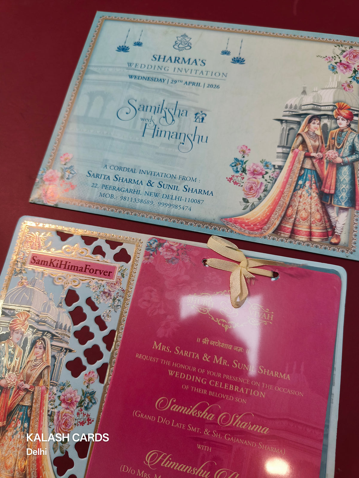KLB553 Raja Rani Design Paper Wedding Card (2 Page)-Kalash Cards