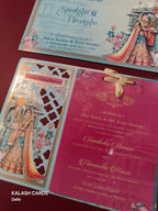 KLB553 Raja Rani Design Paper Wedding Card (2 Page)-Kalash Cards