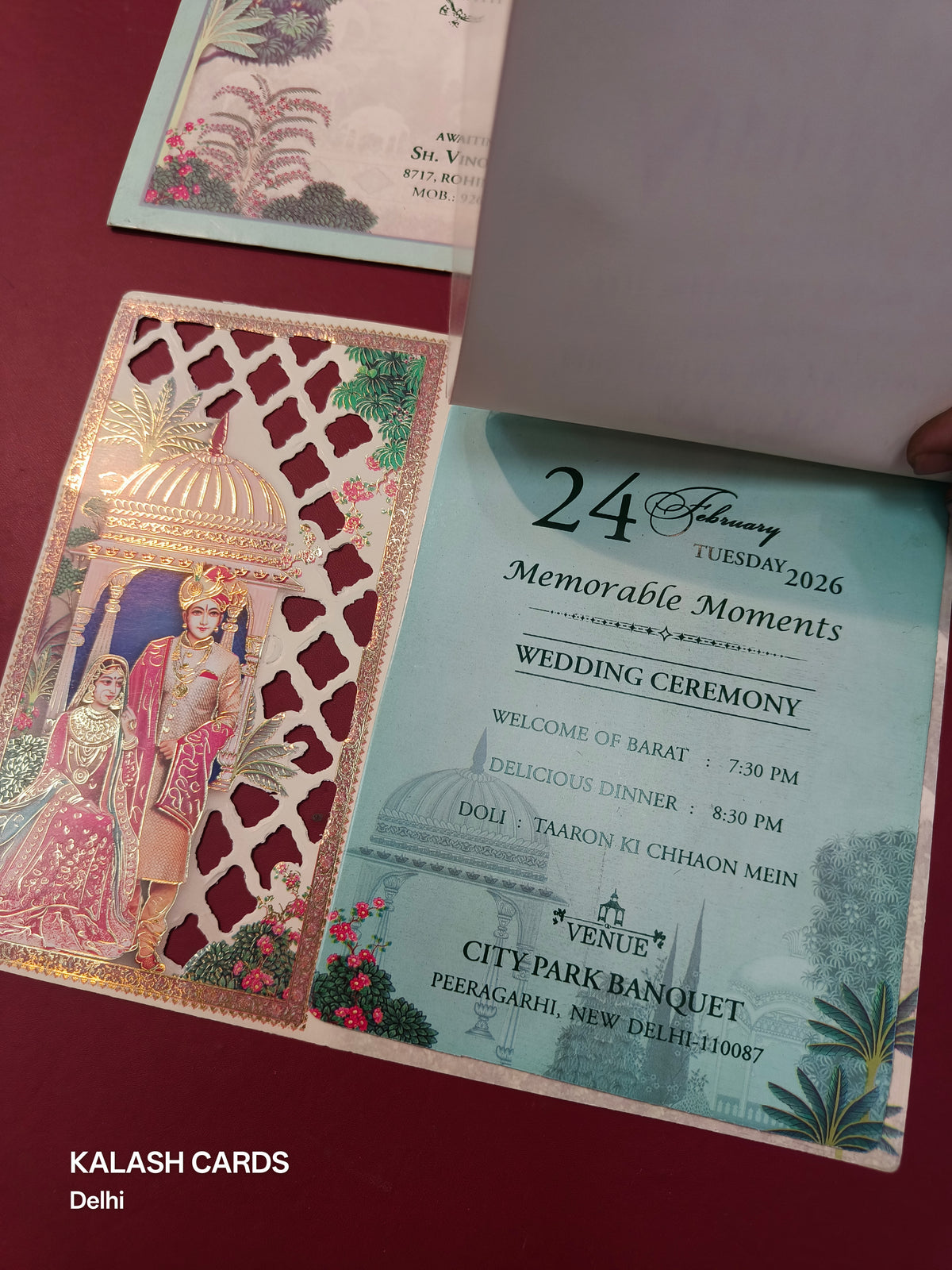KLB557 Raja Rani Design Paper Wedding Card (2 Page & 1 Transparent PVC)-Kalash Cards