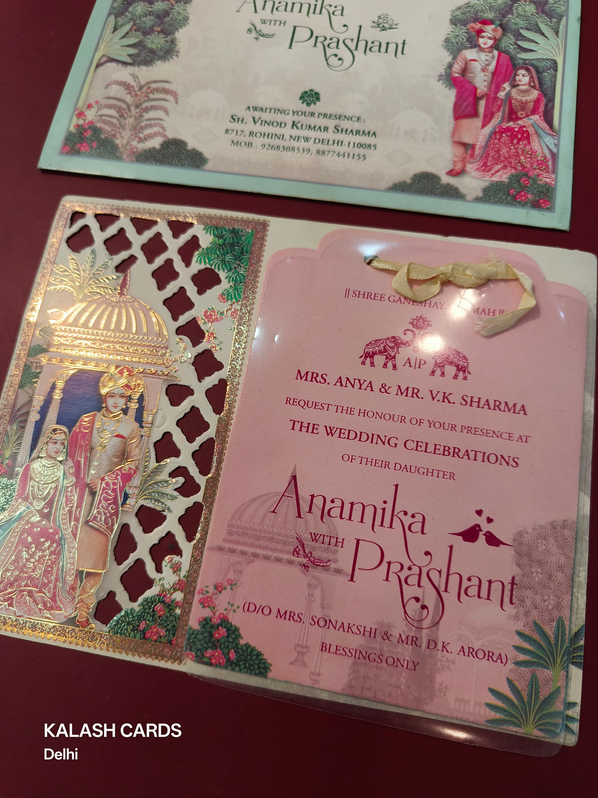 KLB557 Raja Rani Design Paper Wedding Card (2 Page & 1 Transparent PVC)-Kalash Cards