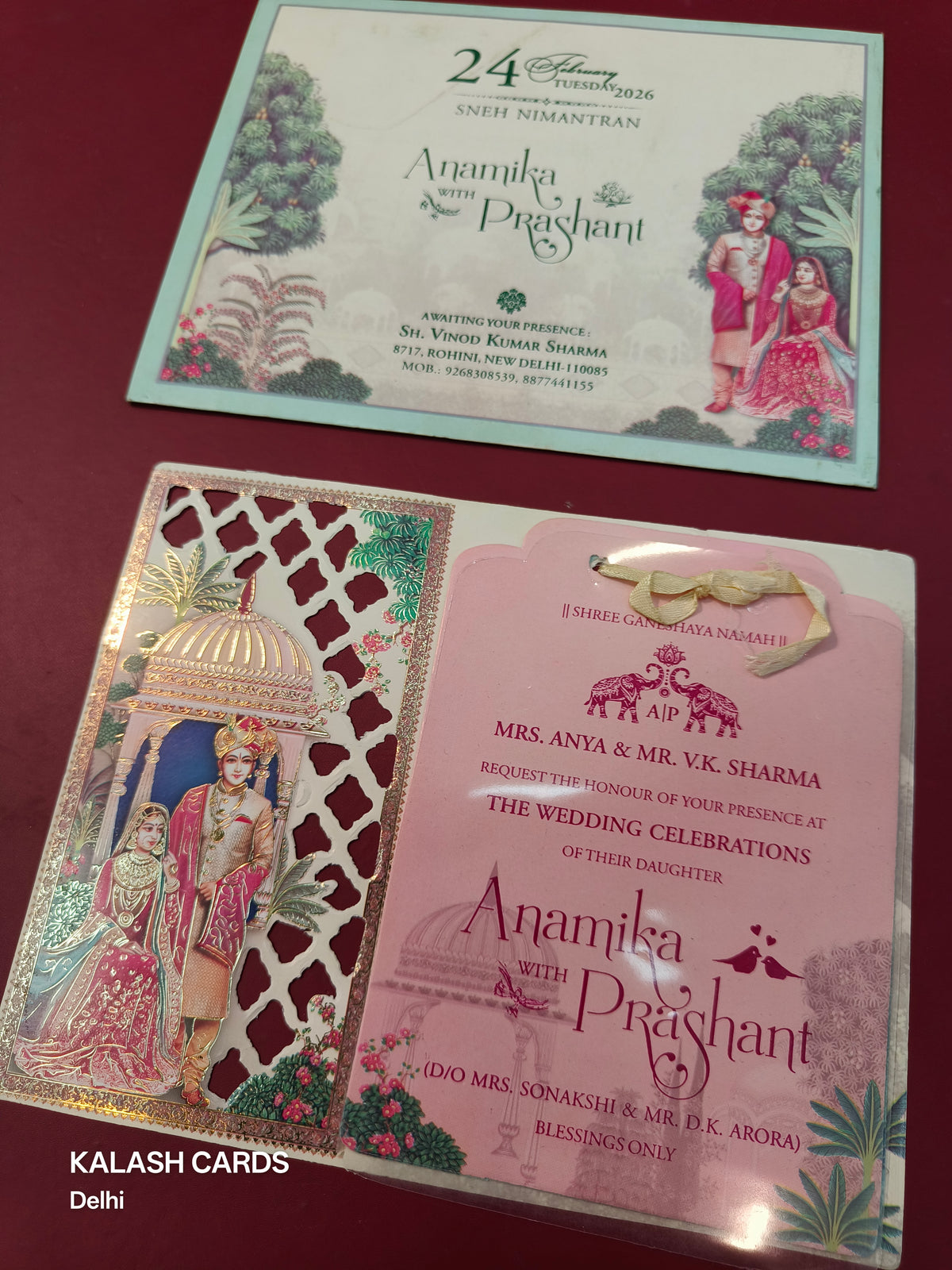 KLB557 Raja Rani Design Paper Wedding Card (2 Page & 1 Transparent PVC)-Kalash Cards