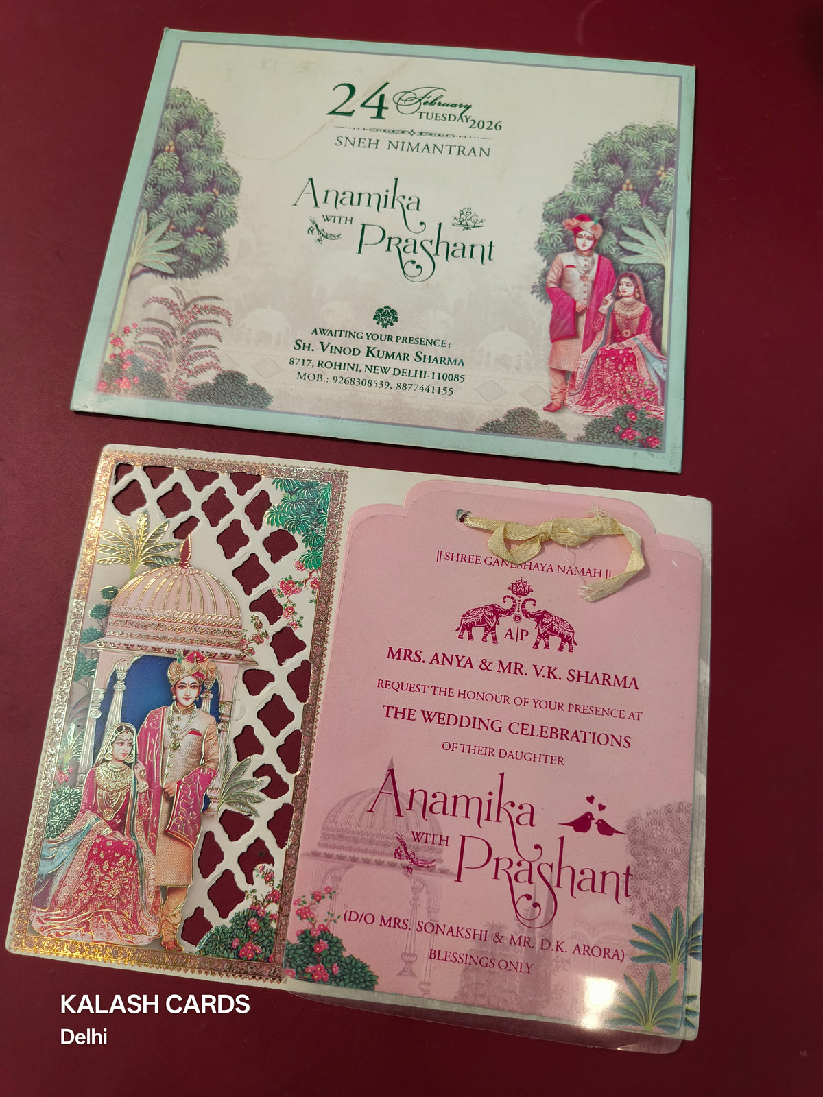KLB557 Raja Rani Design Paper Wedding Card (2 Page & 1 Transparent PVC)-Kalash Cards
