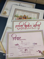 KLB559 Royal Elephant Design Hardboard Padding Thick Wedding Card (2 Page)-Kalash Cards