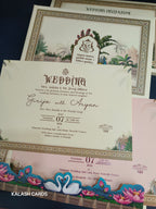 KLB560 Royal Peacock Theme Hardboard Padding Thick Wedding Card (2 Page)-Kalash Cards