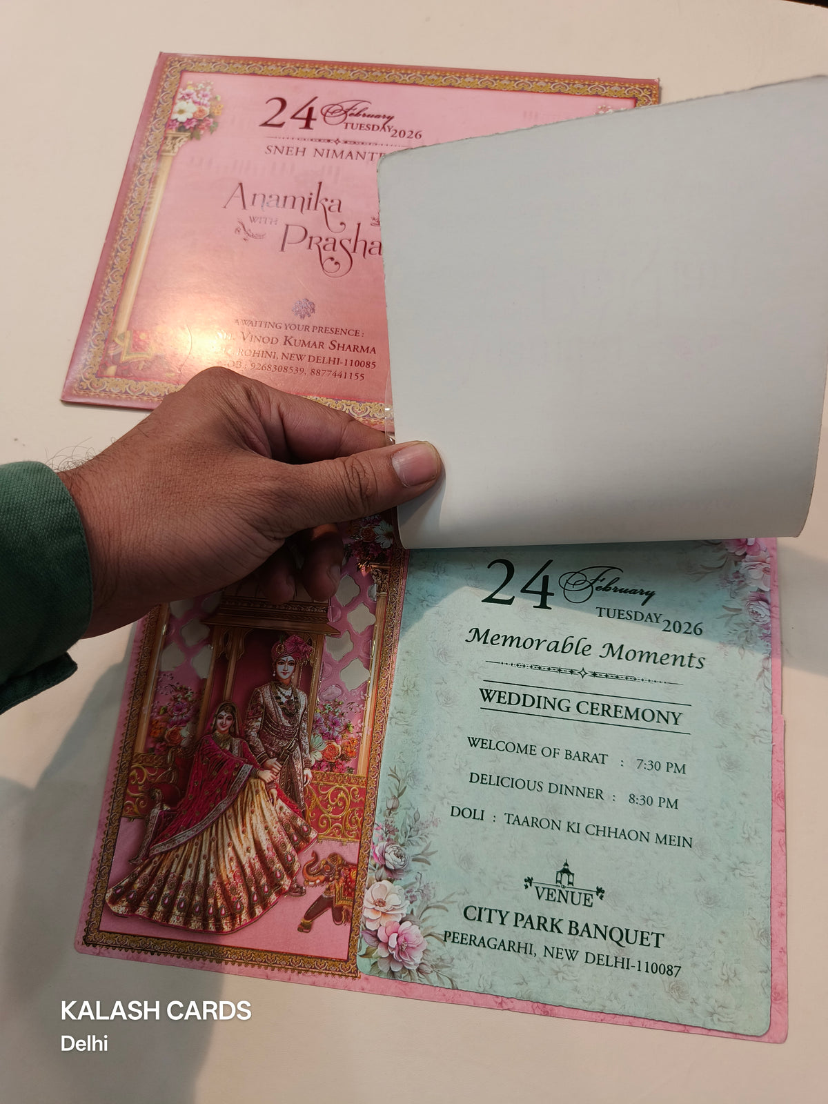 KLB561 Raja Rani Design Paper Wedding Card (2 Page & 1 Transparent PVC)-Kalash Cards