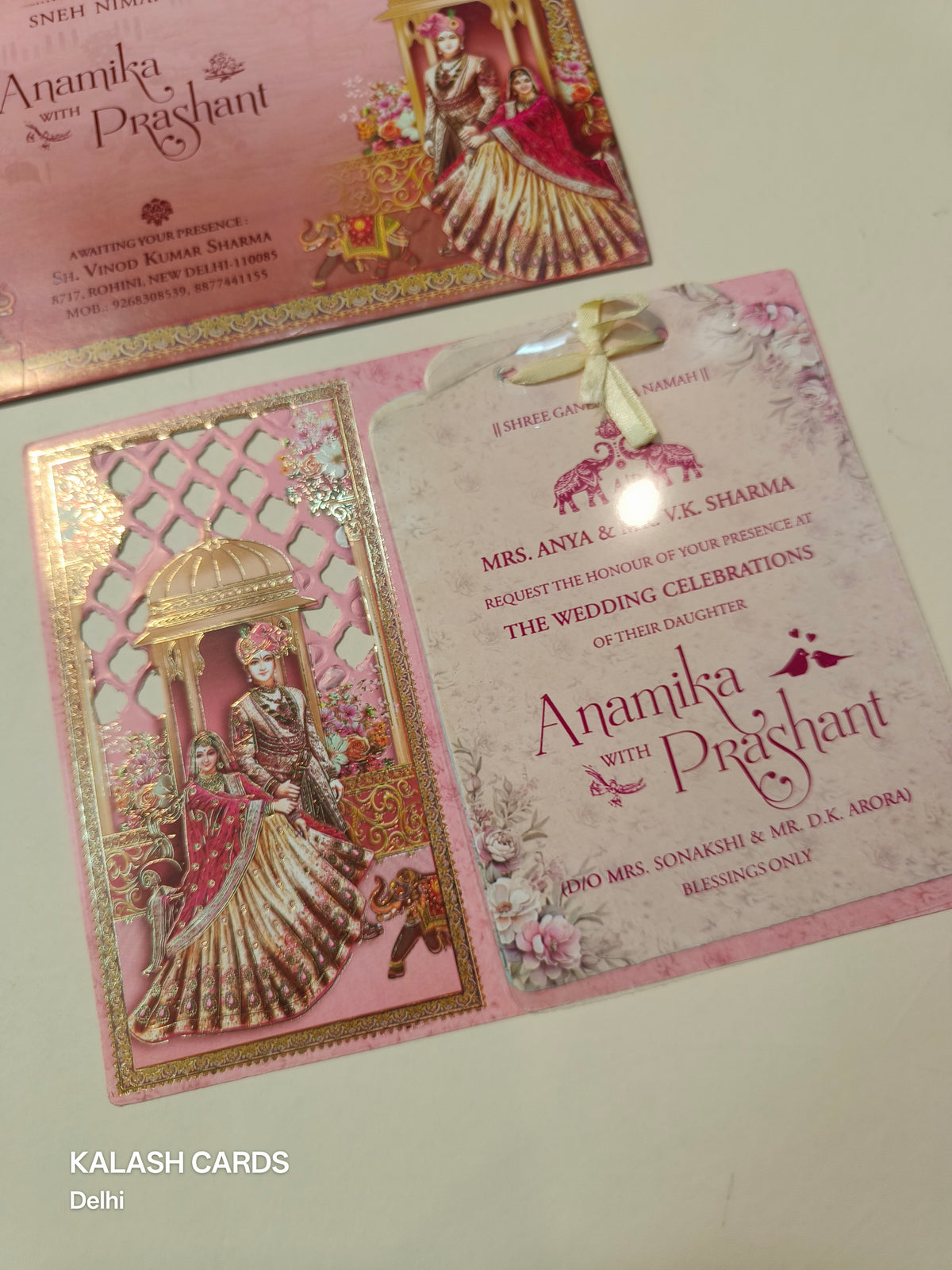 KLB561 Raja Rani Design Paper Wedding Card (2 Page & 1 Transparent PVC)-Kalash Cards