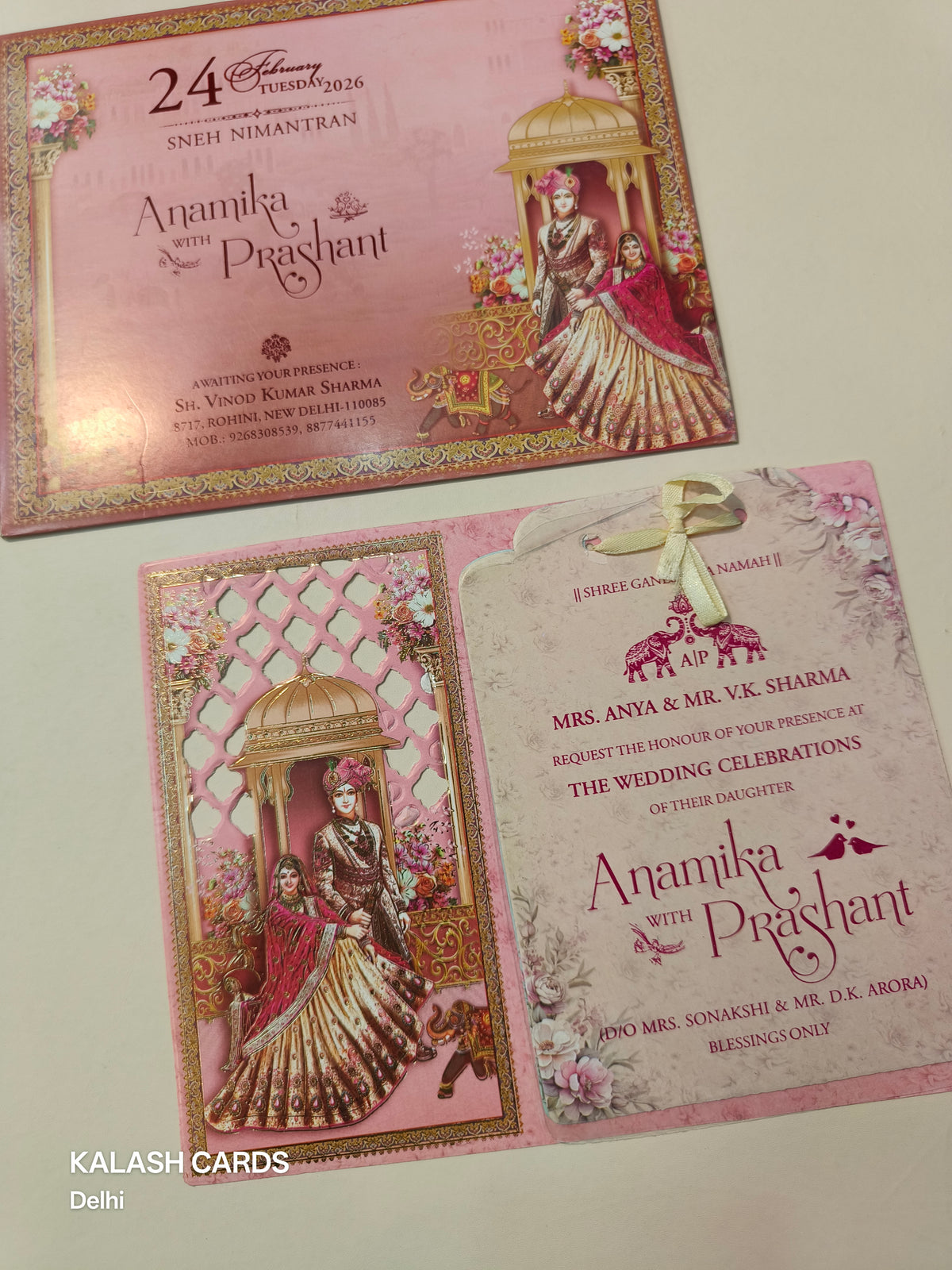 KLB561 Raja Rani Design Paper Wedding Card (2 Page & 1 Transparent PVC)-Kalash Cards