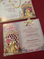 KLB564 Raja Rani Design Carry Bag Paper Wedding Card (2 Page & 1 Transparent PVC)-Kalash Cards