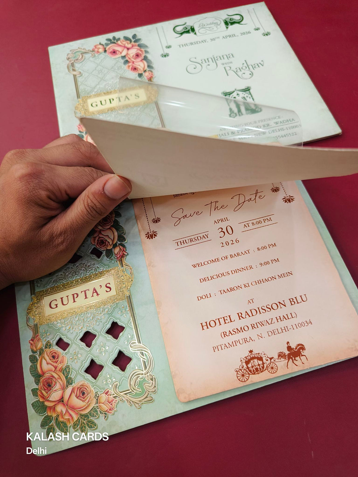 KLB565 Floral Design Wedding Card (2Page & Transparent PVC)-Kalash Cards