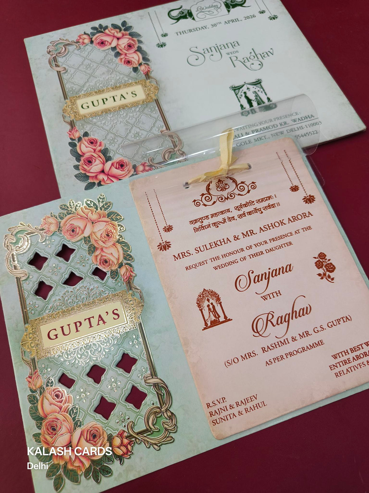 KLB565 Floral Design Wedding Card (2Page & Transparent PVC)-Kalash Cards