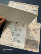 KLB568 Floral Design Carry Bag Paper Wedding Card (2 Page & 1 Transparent PVC)-Kalash Cards