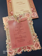 KLB569 Floral Design Paper Wedding Card (2 Page & 1 Transparent PVC)-Kalash Cards