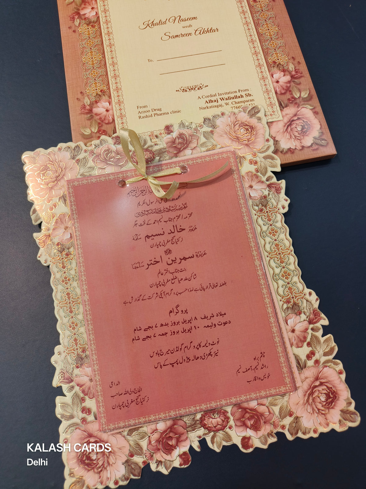 KLB569 Floral Design Paper Wedding Card (2 Page & 1 Transparent PVC)-Kalash Cards