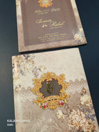 KLB570 Floral Design Paper Wedding Card (2 Page)-Kalash Cards