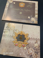 KLB571 Floral Design Door Style Paper Wedding Card (2 Page)-Kalash Cards
