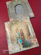 KLB574 Raja Rani Design Paper Wedding Card (2 Page)-Kalash Cards