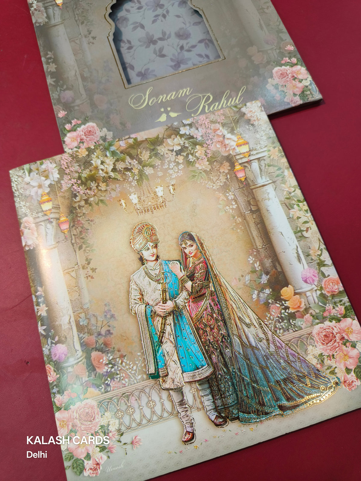 KLB574 Raja Rani Design Paper Wedding Card (2 Page)-Kalash Cards