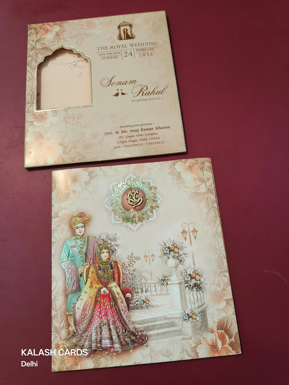 KLB575 Raja Rani Design Paper Wedding Card (2 Page)-Kalash Cards