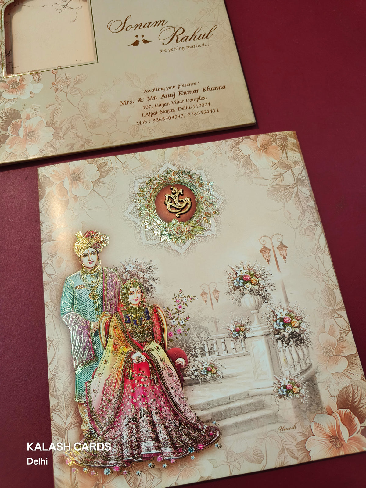 KLB575 Raja Rani Design Paper Wedding Card (2 Page)-Kalash Cards