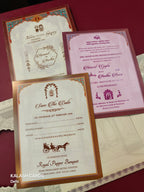 KLB576 3 Fold Style Raja Rani Design Paper Wedding Card (2 Page)-Kalash Cards