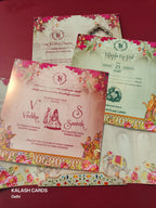 KLB578 Raja Rani Design Paper Wedding Card (2 Page with Couple Initial Acrylic)-Kalash Cards