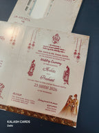 KLB584 Traditional Raja Rani Theme Paper Wedding Card (2 Page)-Kalash Cards
