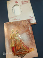 KLB584 Traditional Raja Rani Theme Paper Wedding Card (2 Page)-Kalash Cards