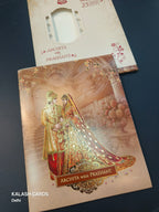 KLB584 Traditional Raja Rani Theme Paper Wedding Card (2 Page)-Kalash Cards