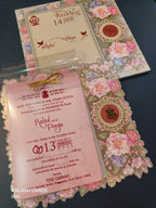 KLB590 Floral Design Paper Wedding Card (2 Page & 1 Transparent PVC)-Kalash Cards