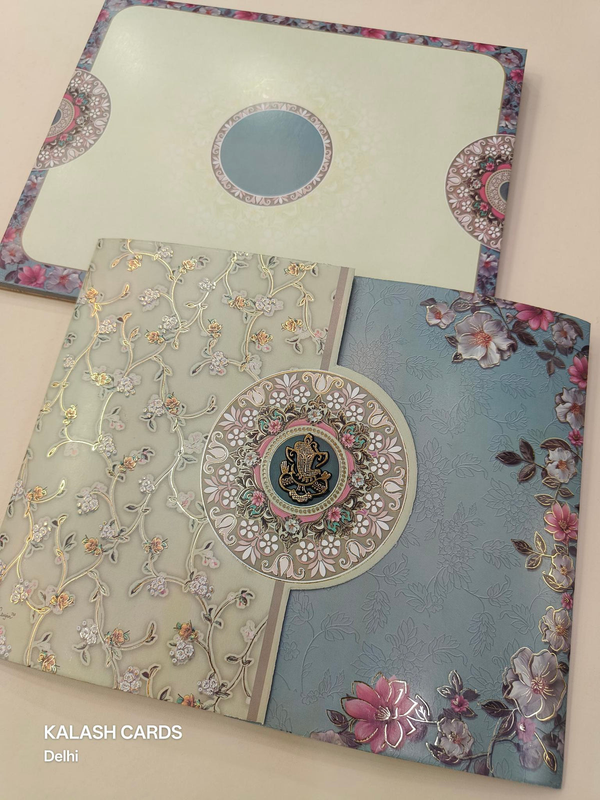 KLB591 Floral Theme Wedding Card (2 Page)-Kalash Cards