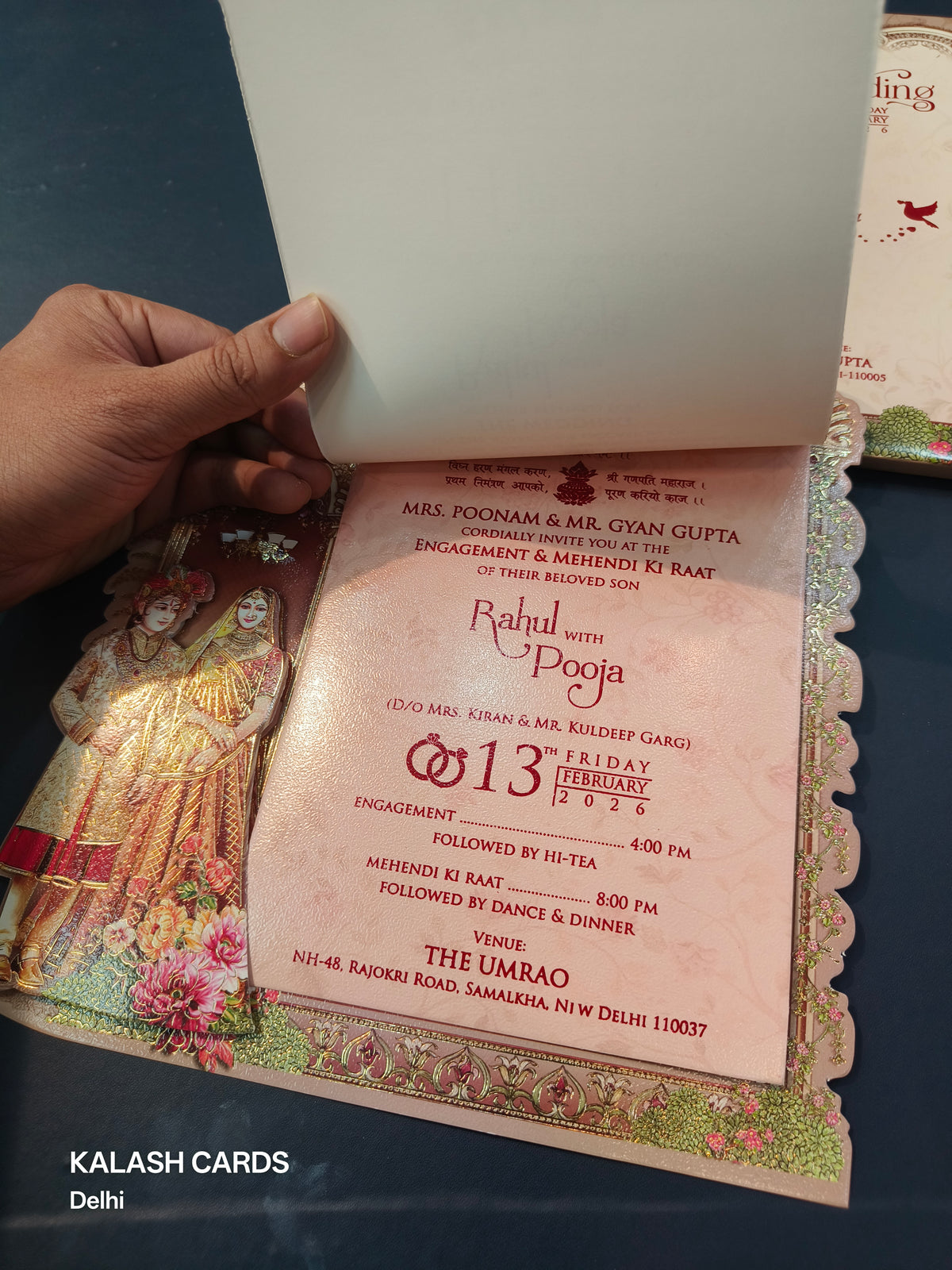 KLB592 Raja Rani Design Paper Wedding Card (2 Page & 1 Transparent PVC)-Kalash Cards