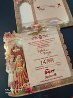 KLB592 Raja Rani Design Paper Wedding Card (2 Page & 1 Transparent PVC)-Kalash Cards