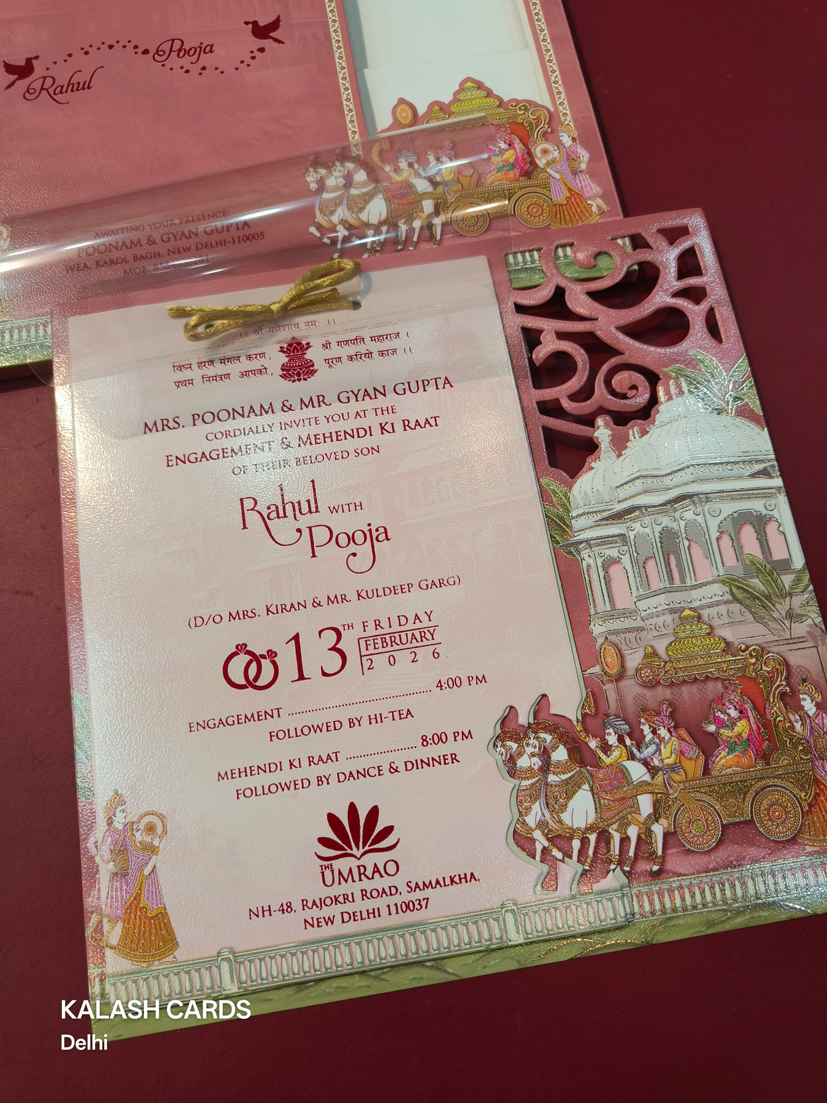 KLB593 Indian Barat Theme Paper Wedding Card (2 Page & 1 Transparent PVC)-Kalash Cards