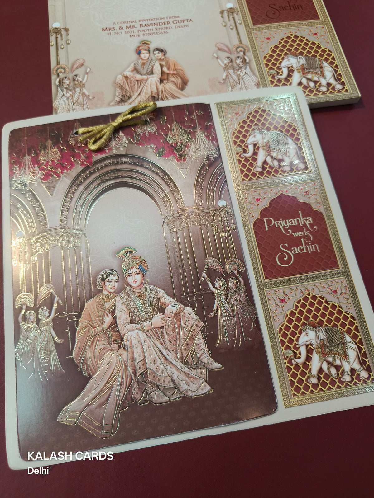 KLB594 Raja Rani Design Paper Wedding Card (1 Cover & 2 Page)-Kalash Cards