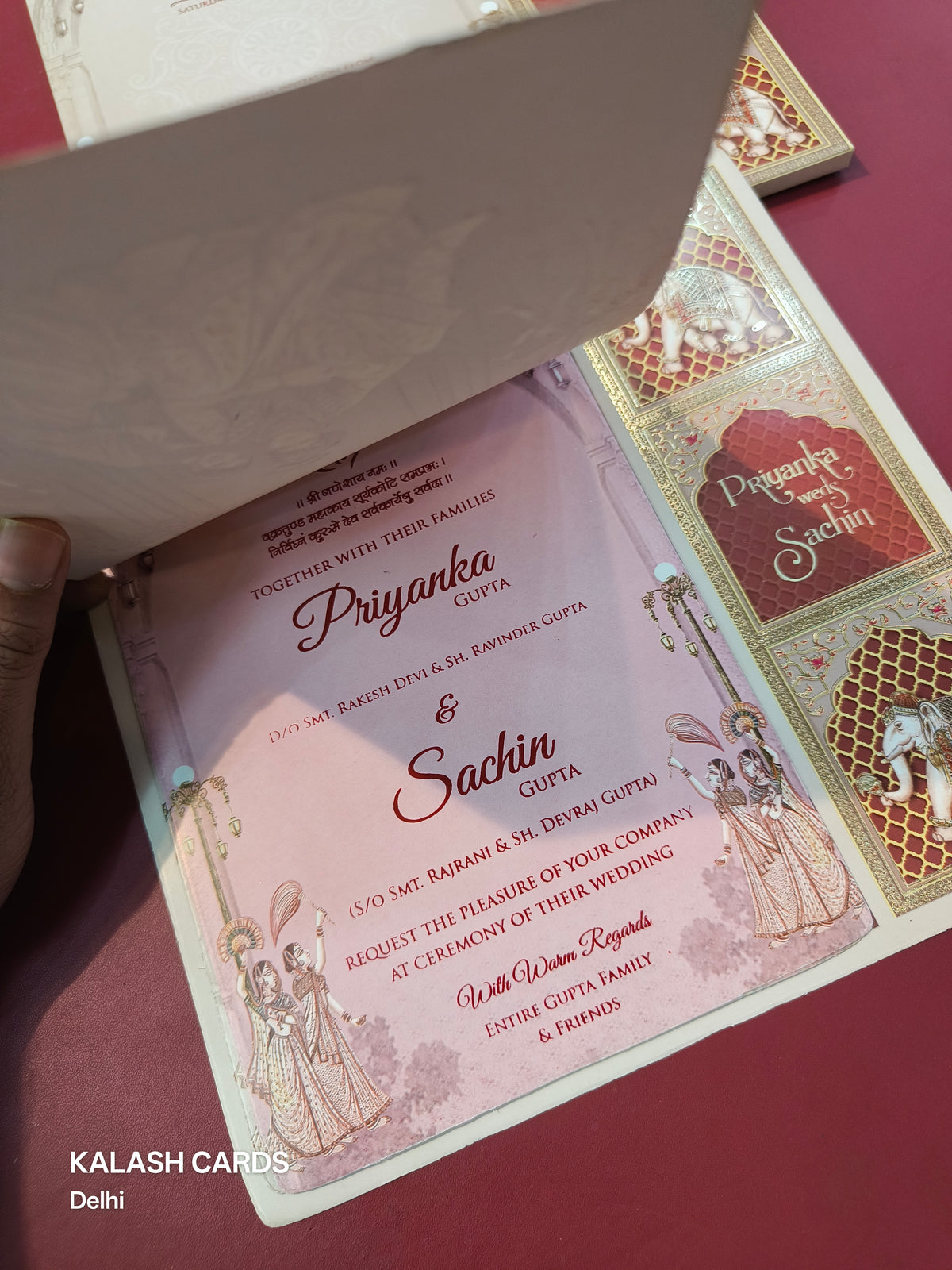 KLB594 Raja Rani Design Paper Wedding Card (1 Cover & 2 Page)-Kalash Cards