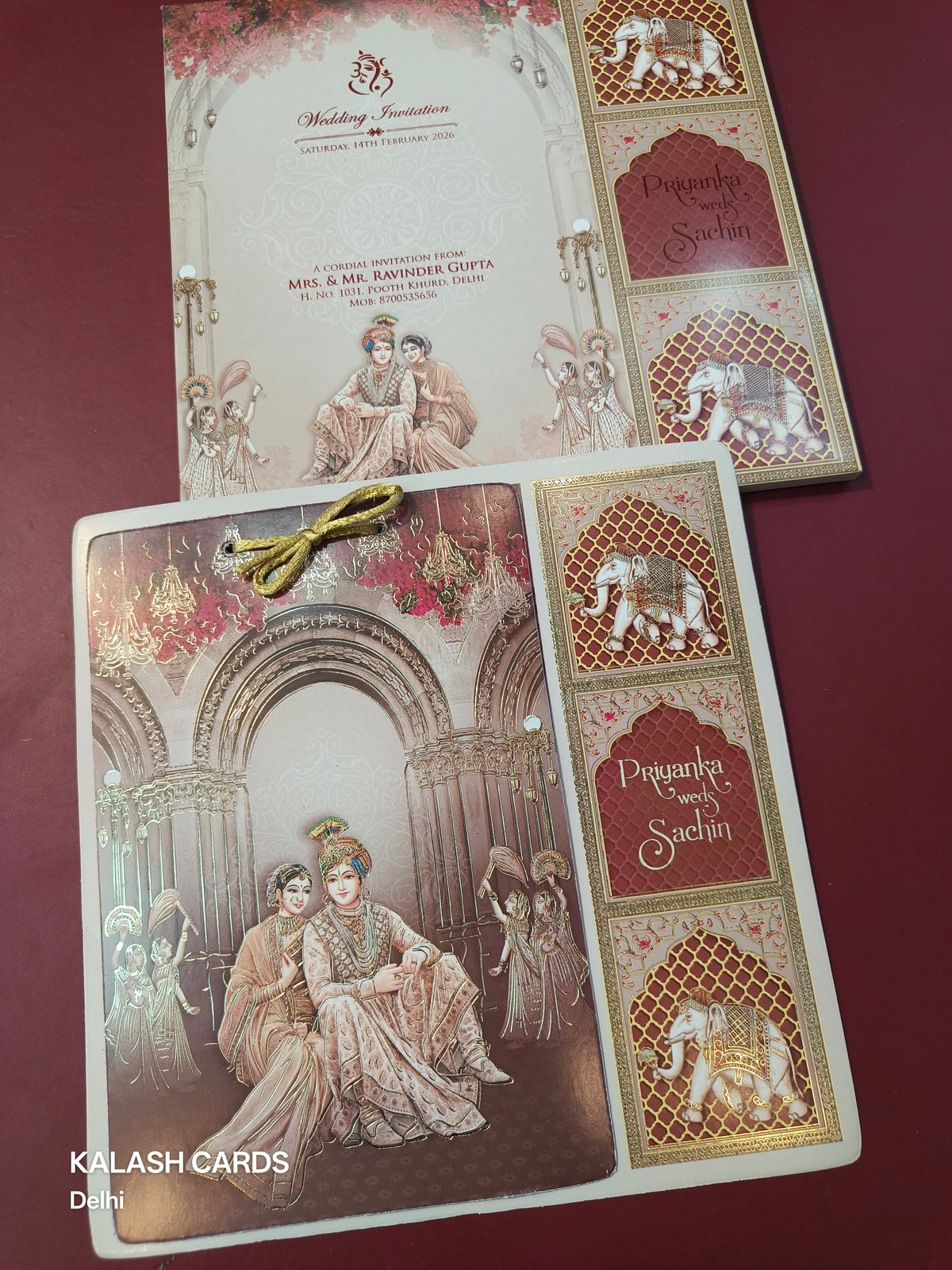 KLB594 Raja Rani Design Paper Wedding Card (1 Cover & 2 Page)-Kalash Cards