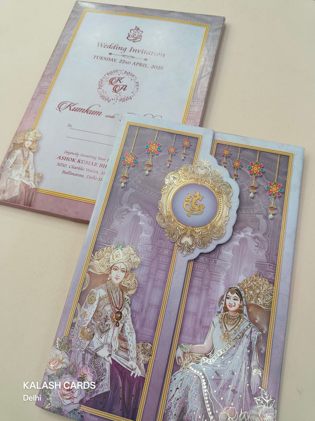 KLB595 Raja Rani Theme Wedding Card (2 page)-Kalash Cards