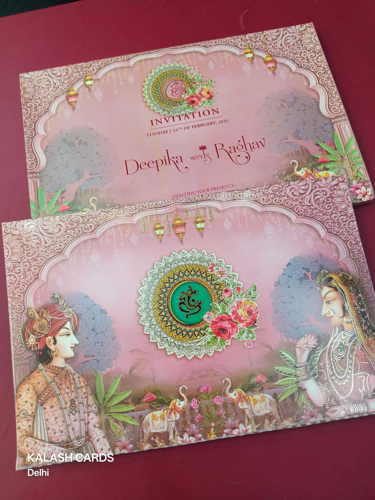 KLB596 Raja Rani Theme Wedding Card (2 Page)-Kalash Cards