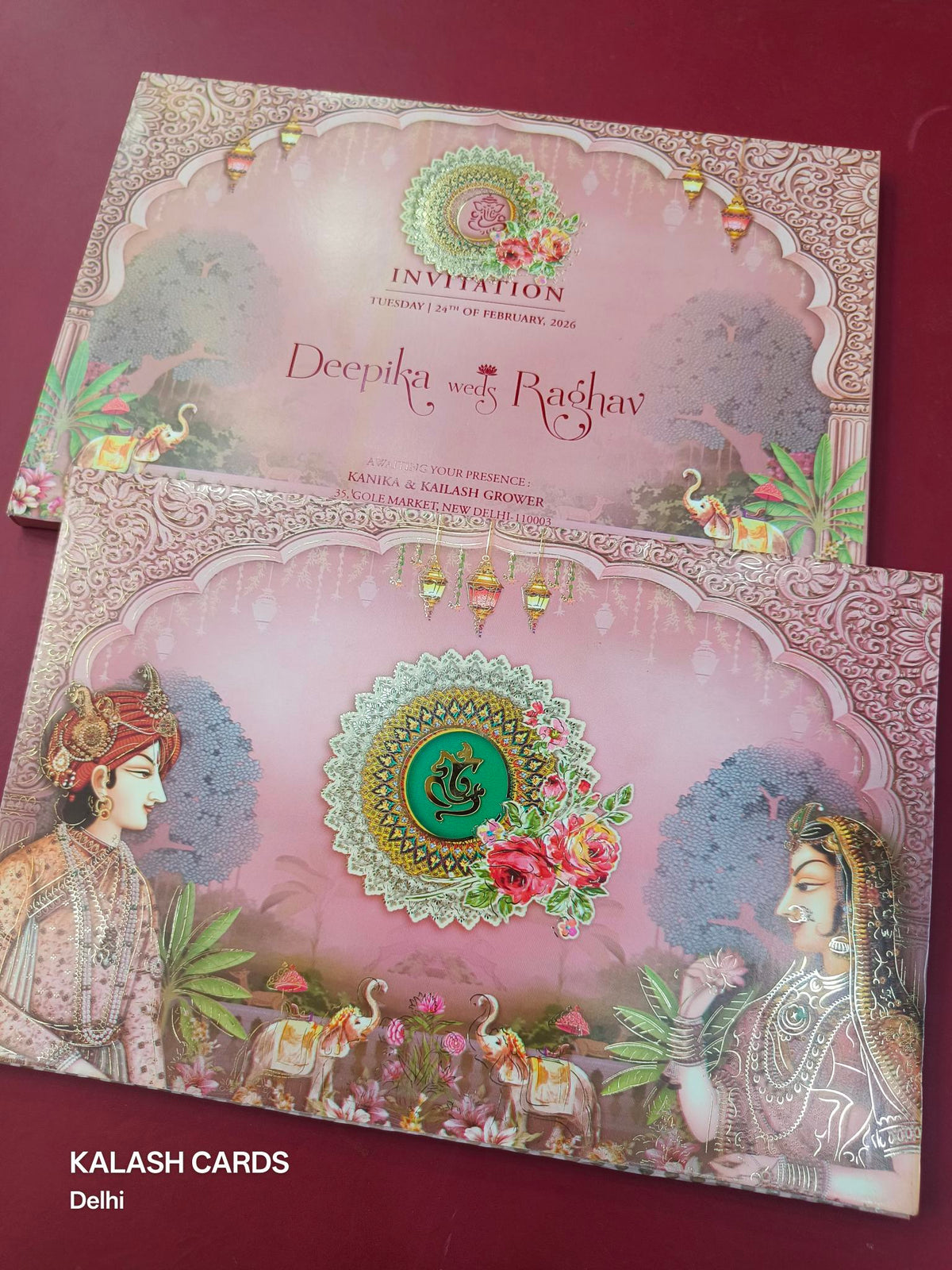 KLB596 Raja Rani Theme Wedding Card (2 Page)-Kalash Cards