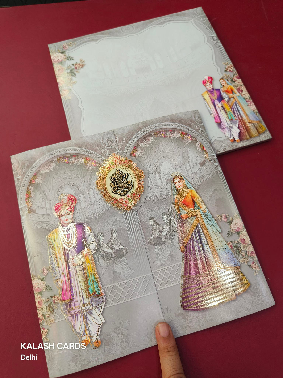 KLB597 Dulha Dulhan Design Wedding Card (2 Page)-Kalash Cards