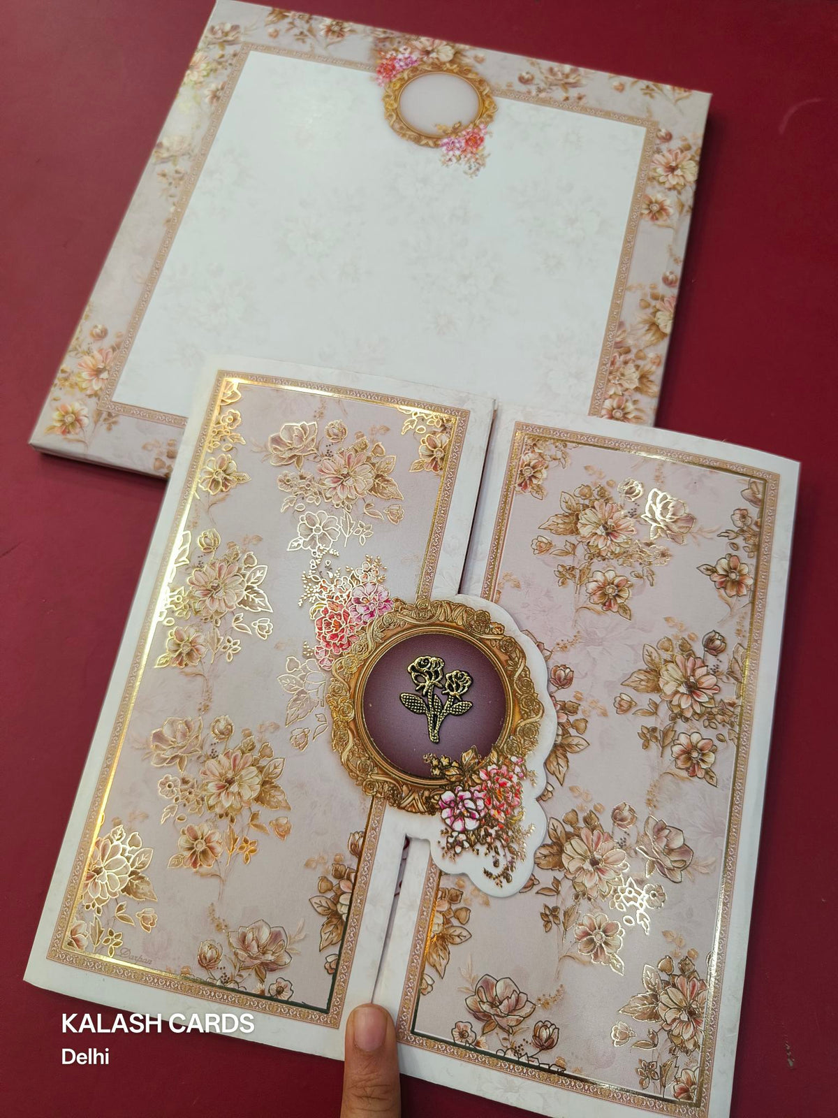 KLB598 Floral Design Wedding Card (2 Page)-Kalash Cards