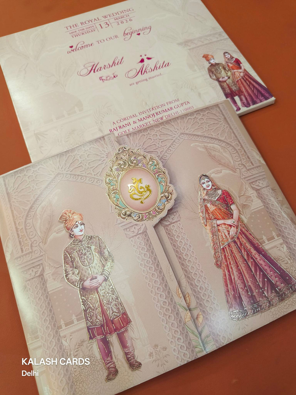 KLB600 Dulha Dulhan Design Wedding Card (2 Page)-Kalash Cards