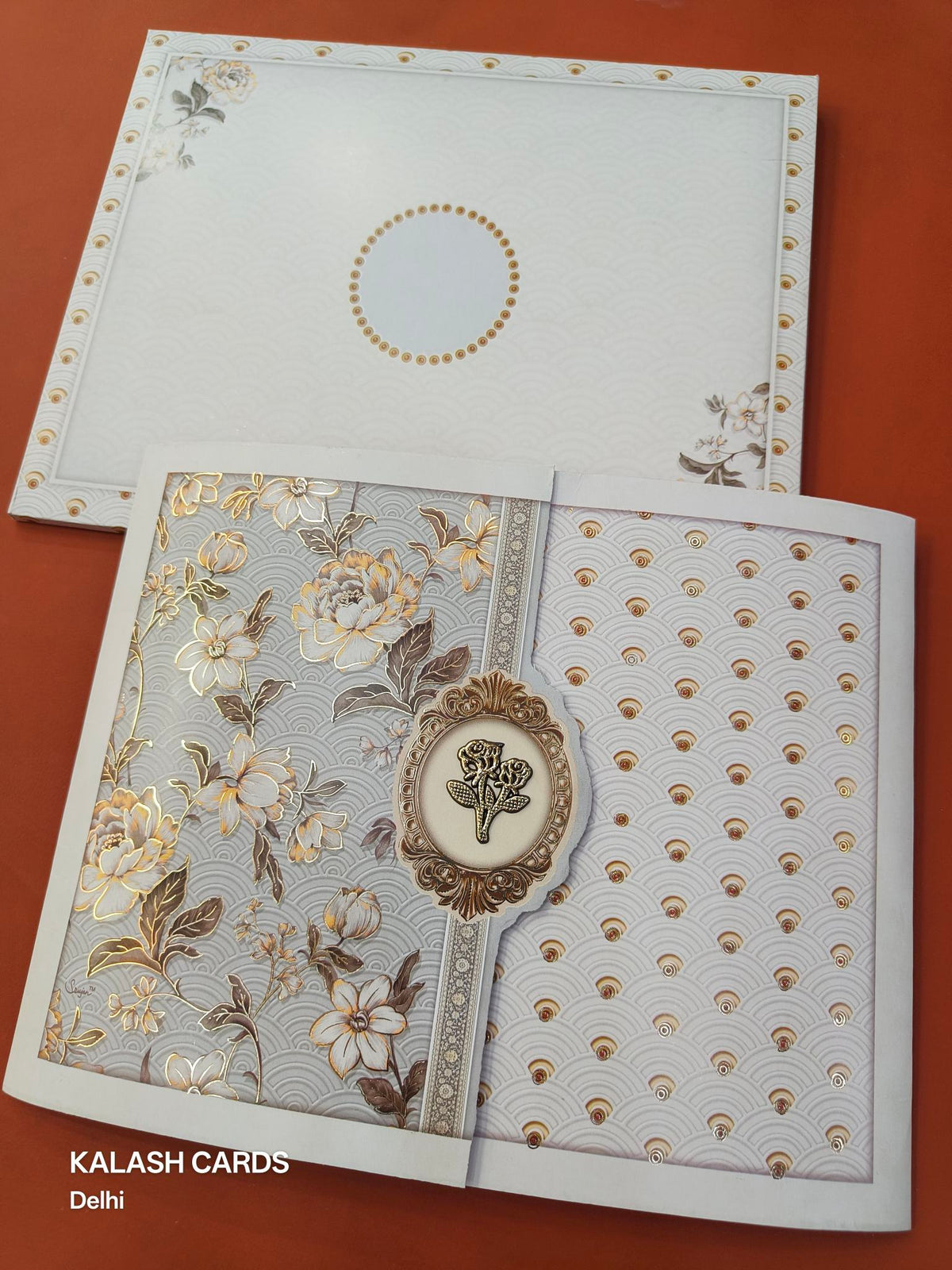 KLB601 Flower Design Wedding Card (2 Page)-Kalash Cards