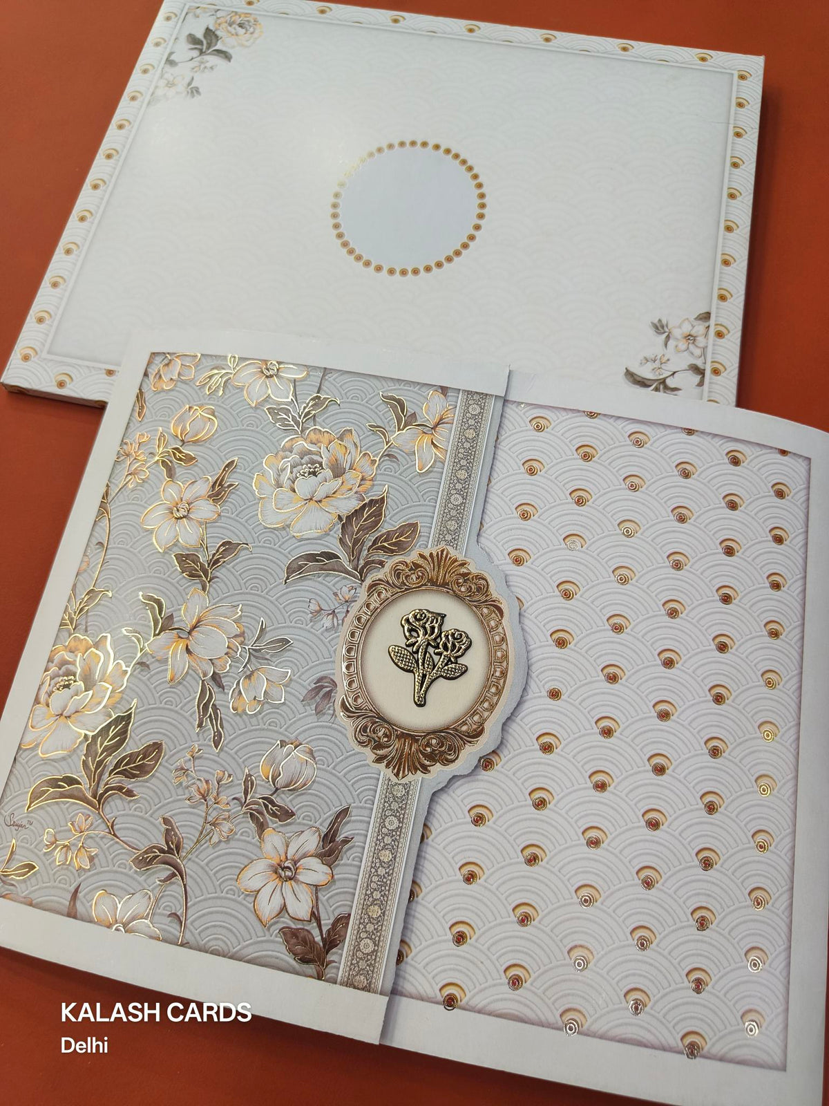 KLB601 Flower Design Wedding Card (2 Page)-Kalash Cards