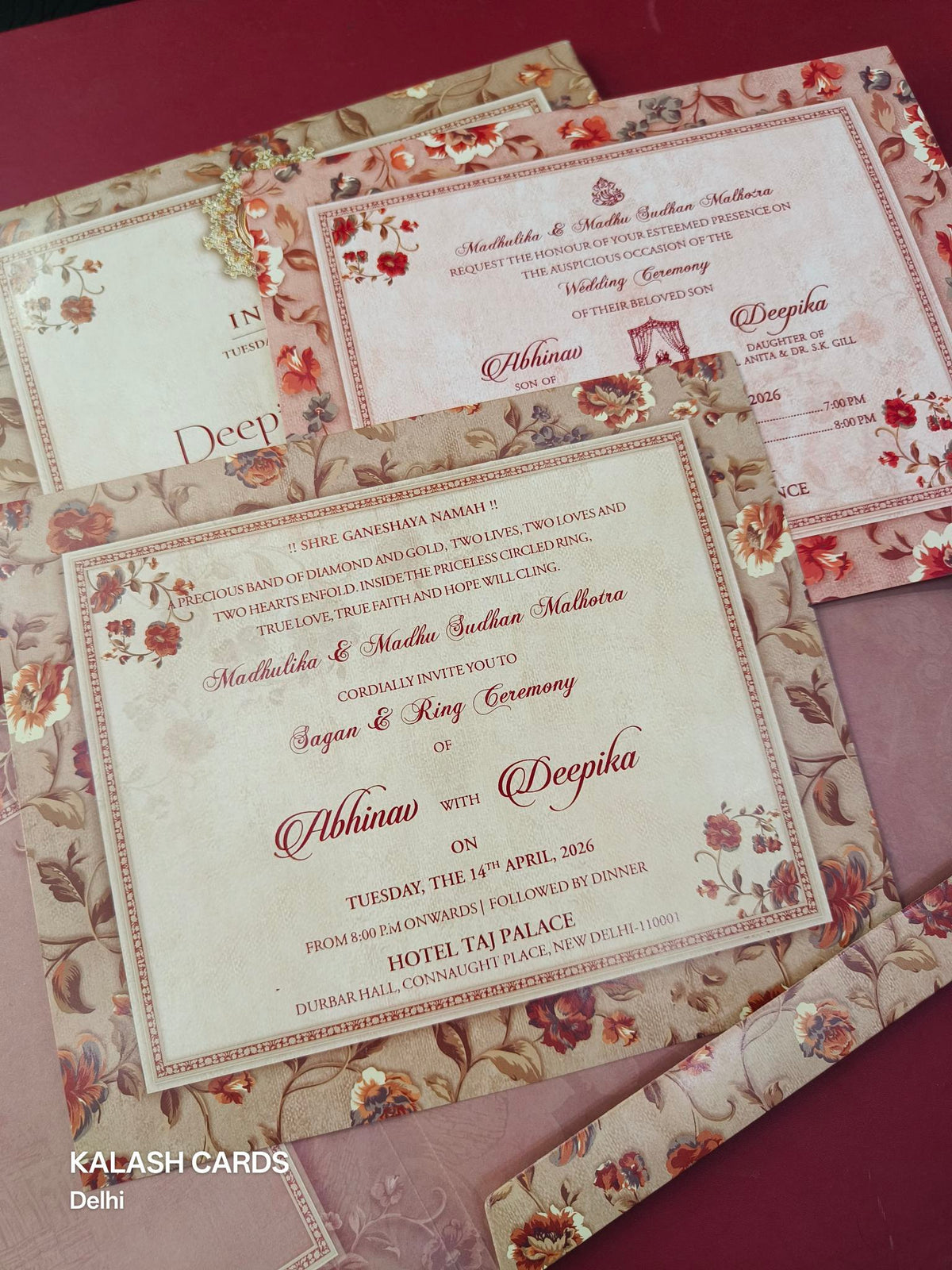 KLB604 Brown Design Wedding Card (2 page)-Kalash Cards